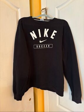 Nike Soccer Black Crewneck Sweatshirt with White Logo Men’s XL